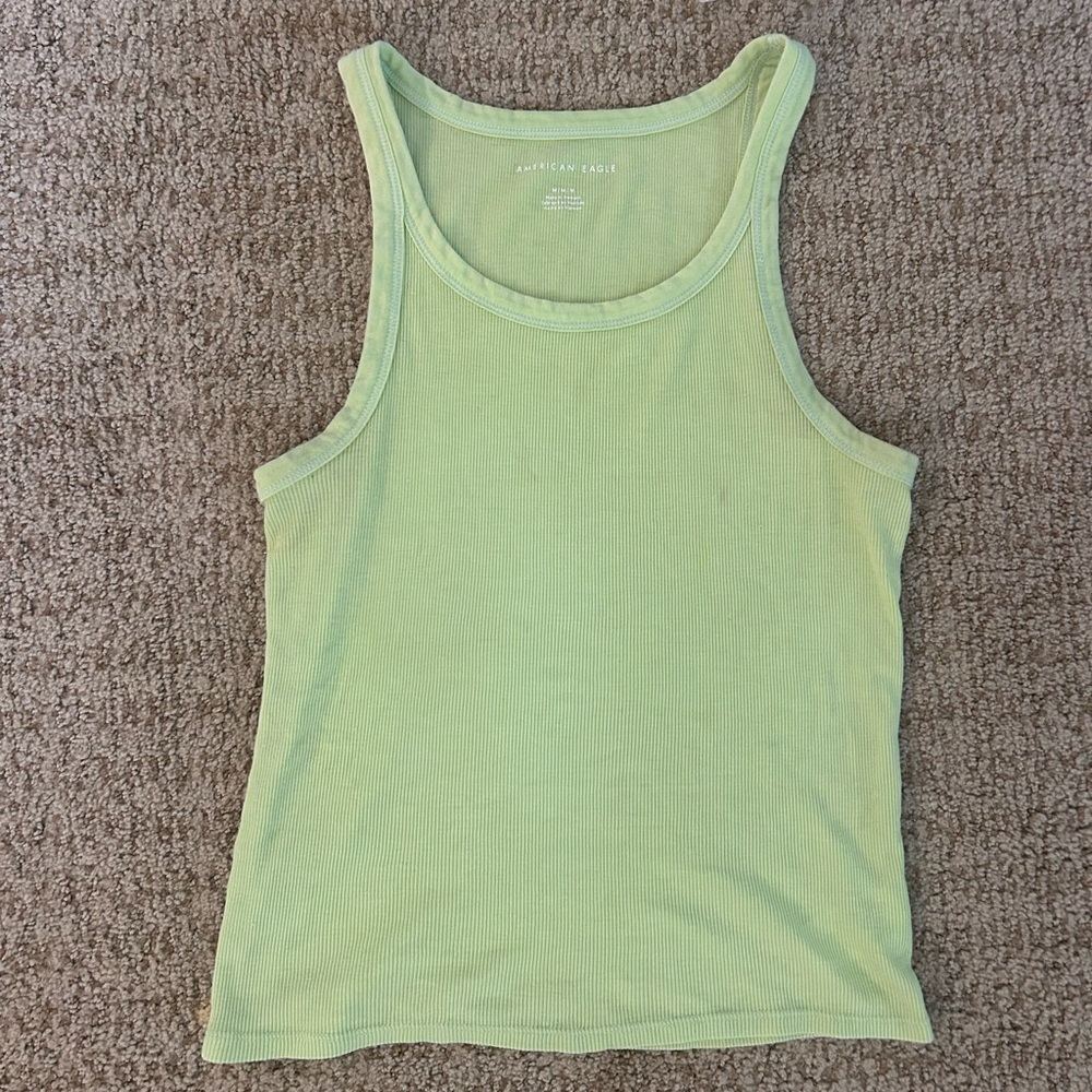 American Eagle Outfitters Light Green Ribbed Tank Top